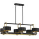 Chambord 6 Light 41.25 inch Vintage Black with Warm Brass Accents Linear Chandelier Ceiling Light, Lighting One