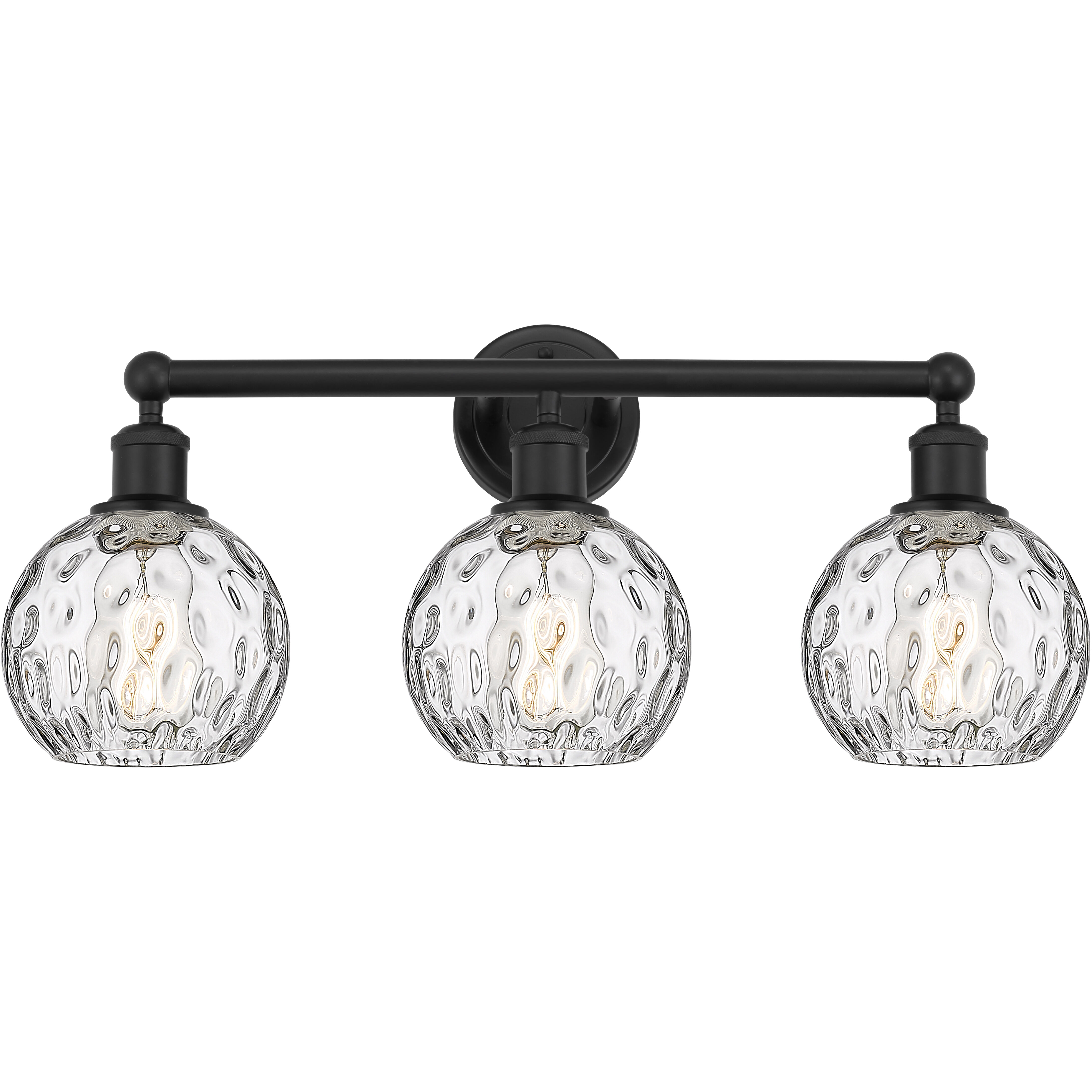 Edison Athens Water Glass 3 Light 24 inch Matte Black Bath Vanity Light Wall Light