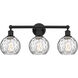 Edison Athens Water Glass 3 Light 24 inch Matte Black Bath Vanity Light Wall Light