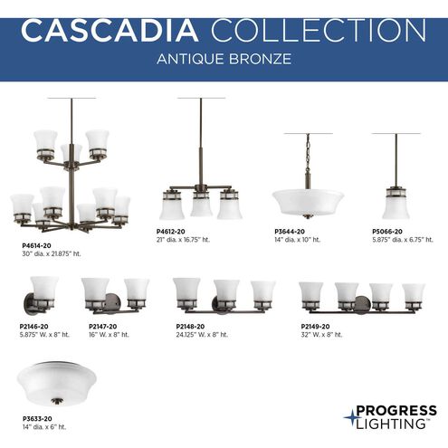 Cascadia 2 Light 14 inch Antique Bronze Semi-Flush Mount Convertible Ceiling Light