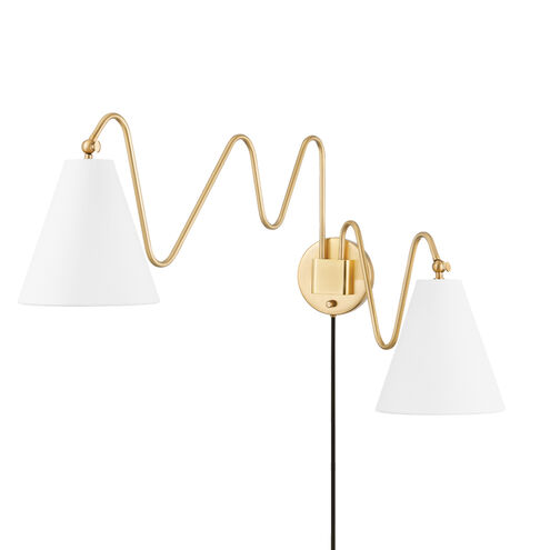 Onda 2 Light Aged Brass Plug-In Sconce Wall Light