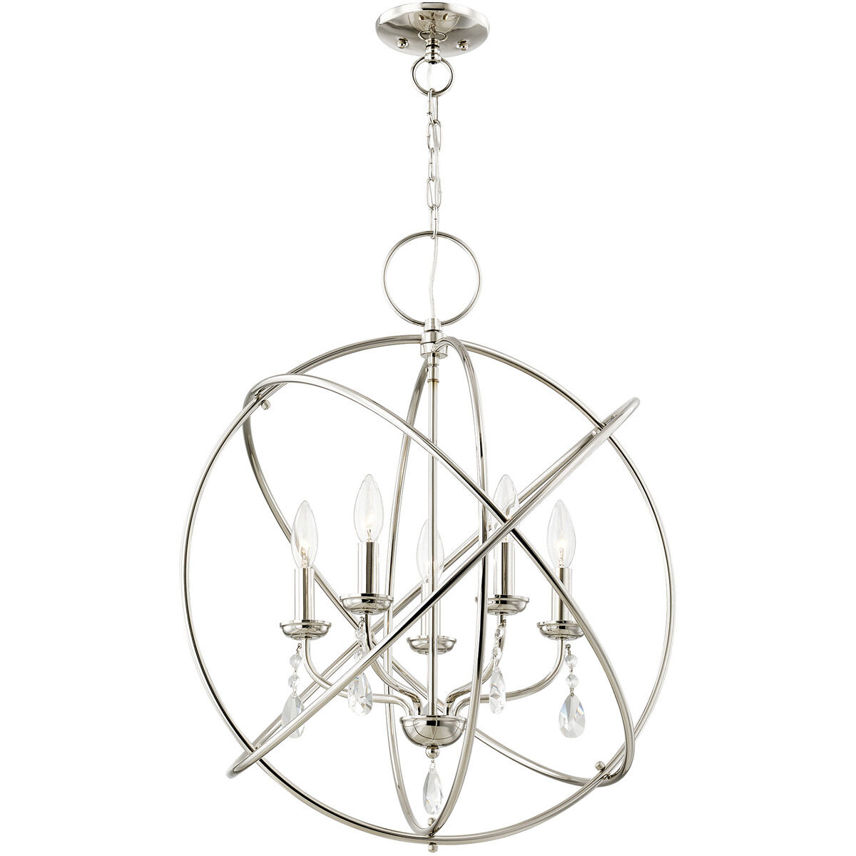 Aria 5 Light 22 inch Polished Nickel Chandelier Ceiling Light