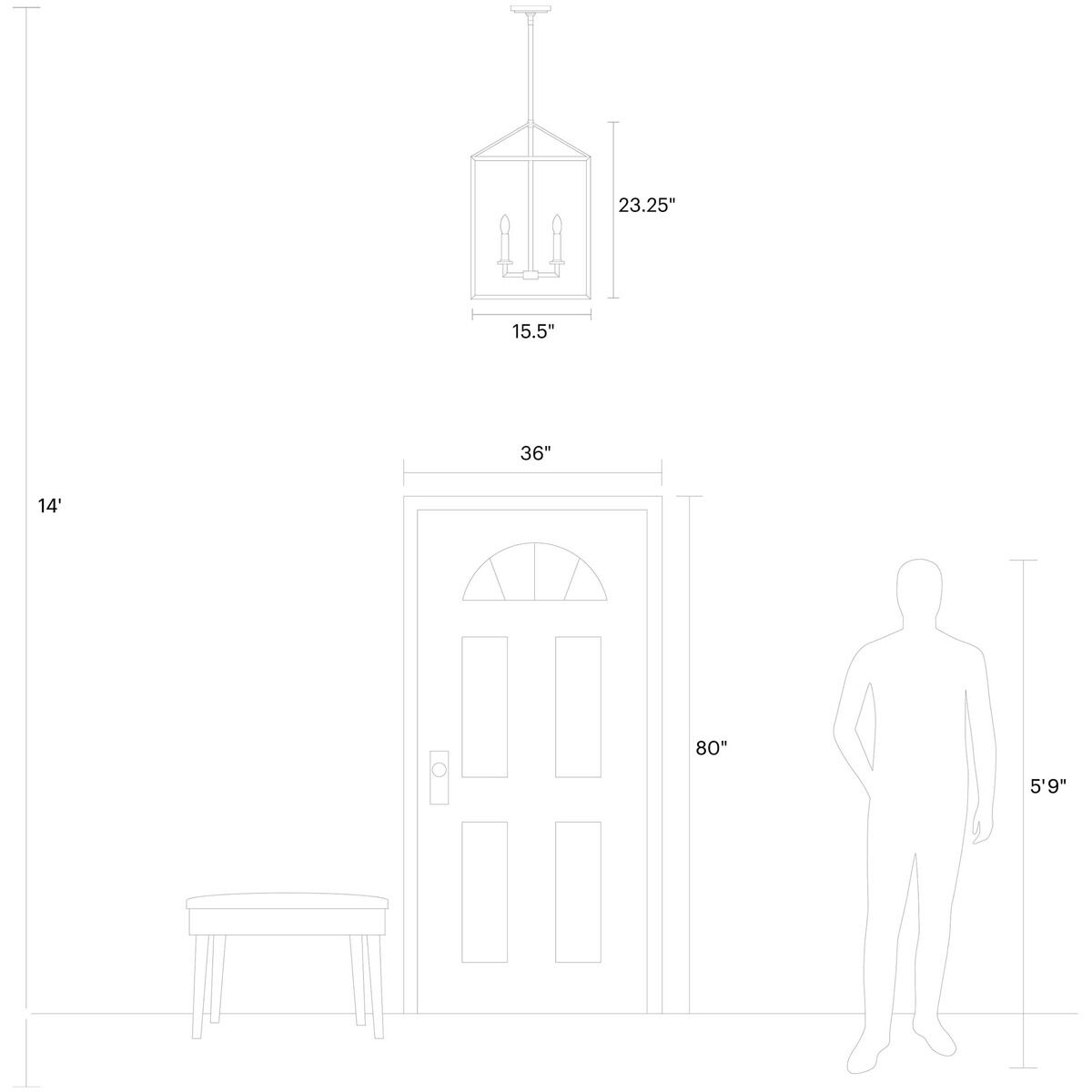 Perryton 4 Light 15.5 inch Bronze Foyer Pendant Ceiling Light, Medium