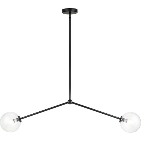Novo 2 Light 5.88 inch Black Pendant Ceiling Light in Black and Clear