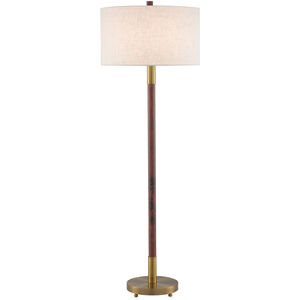 Bravo 66.25 inch 150 watt Mahogany/Antique Brass Floor Lamp Portable Light