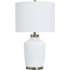 Cameron 27.75 inch 100.00 watt Satin Halifax White and Gold Table Lamp Portable Light