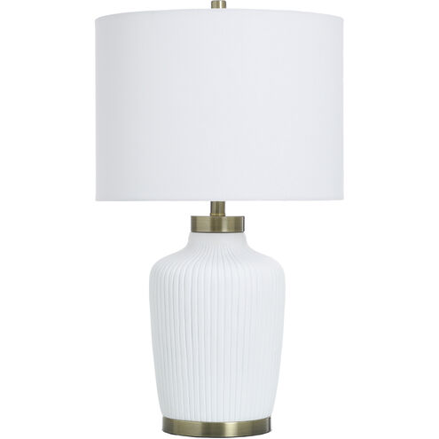 Cameron 27.75 inch 100.00 watt Satin Halifax White and Gold Table Lamp Portable Light