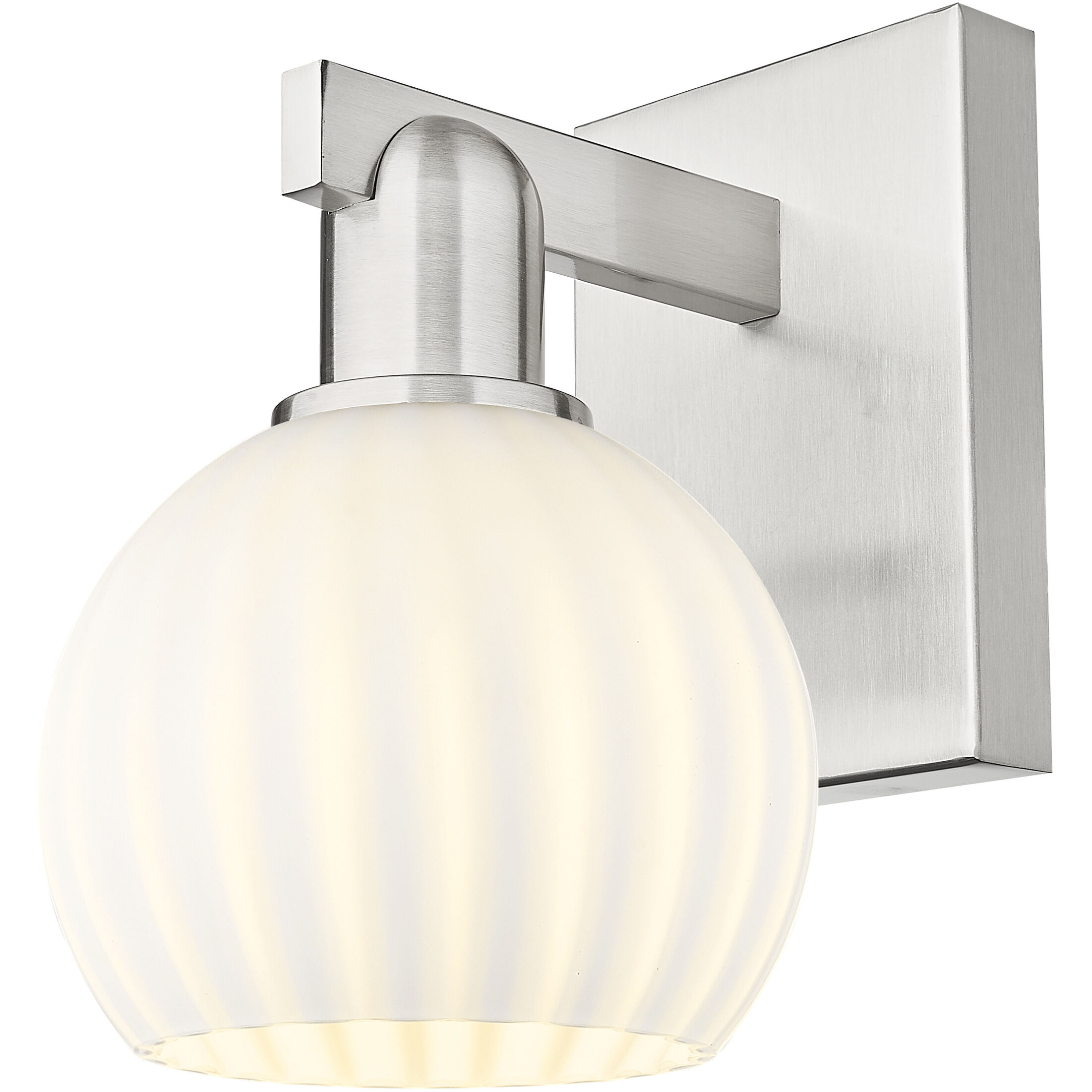 Arcadia White Venetian Armed Sconce Wall Light in Brushed Satin Nickel