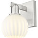 Arcadia White Venetian Armed Sconce Wall Light in Brushed Satin Nickel