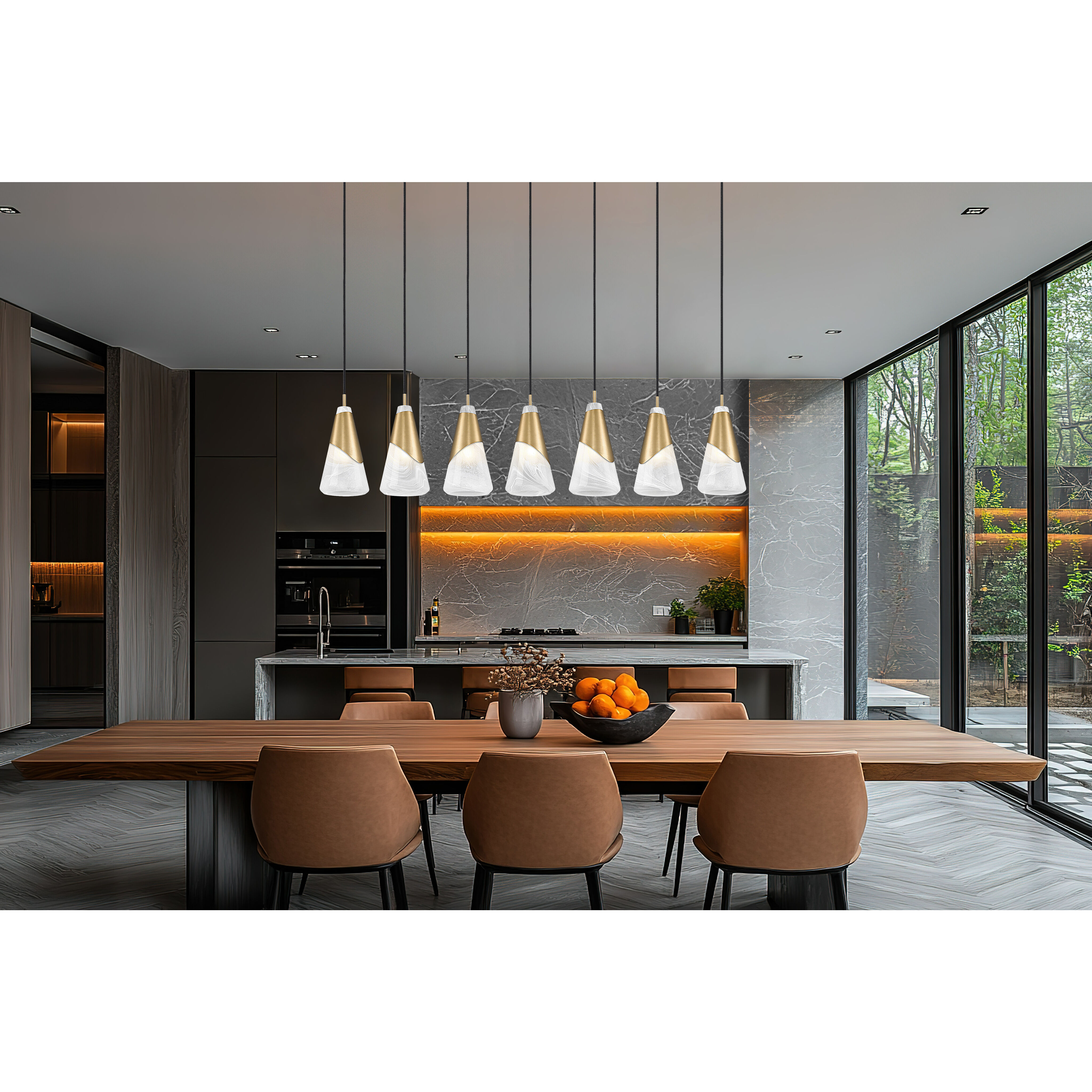 Aimie Linear Chandelier Ceiling Light in Modern Gold