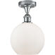 Edison Athens 1 Light 8 inch Polished Chrome Semi-Flush Mount Ceiling Light in Matte White Glass