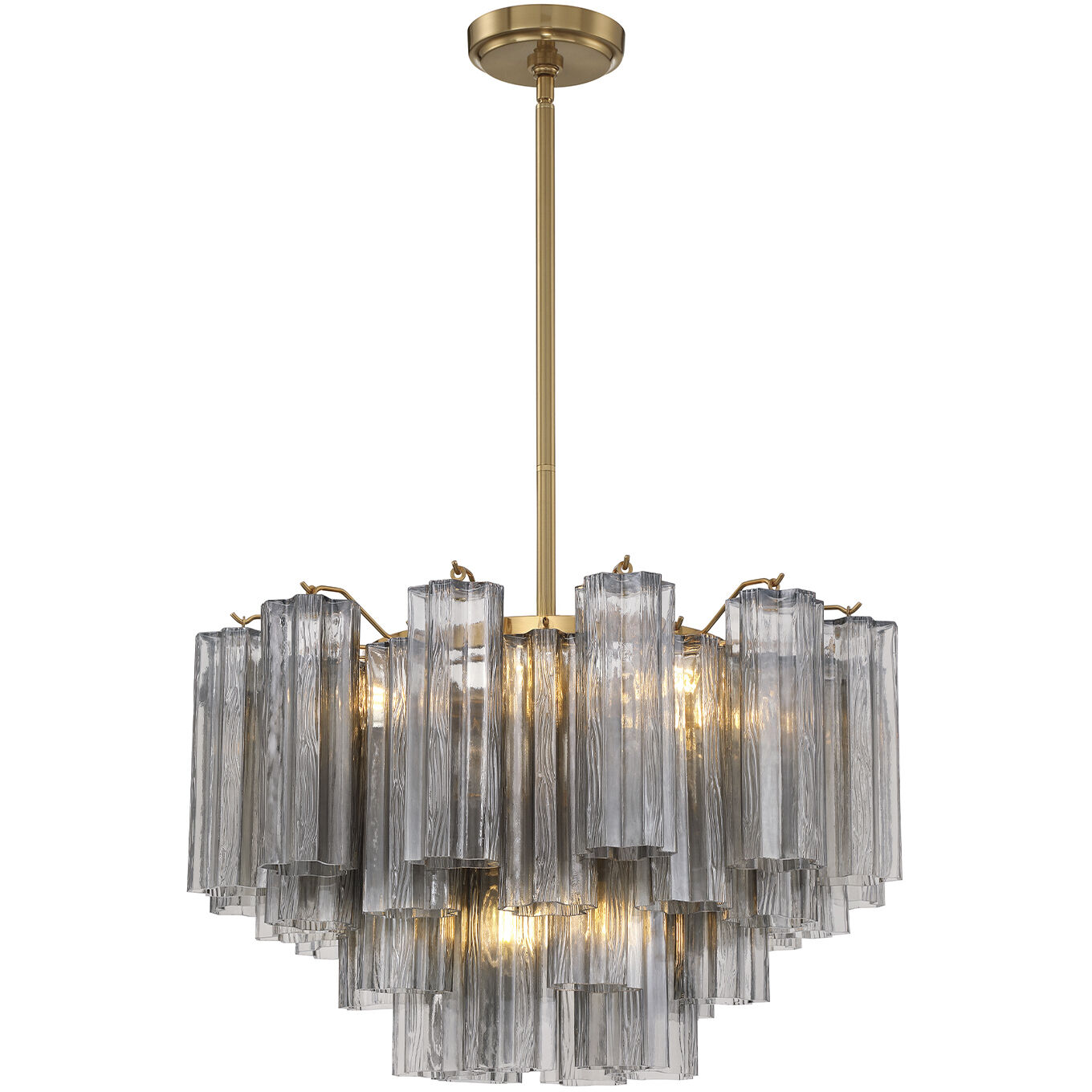 Addis 9 Light 22 inch Aged Brass Chandelier Ceiling Light in Tronchi Glass Smoke