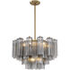 Addis 9 Light 22 inch Aged Brass Chandelier Ceiling Light in Tronchi Glass Smoke