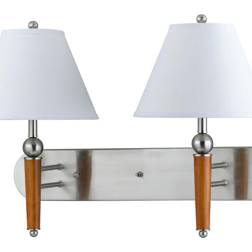 Hotel 2 Light 26 inch Brushed Steel Wall Lamp Wall Light