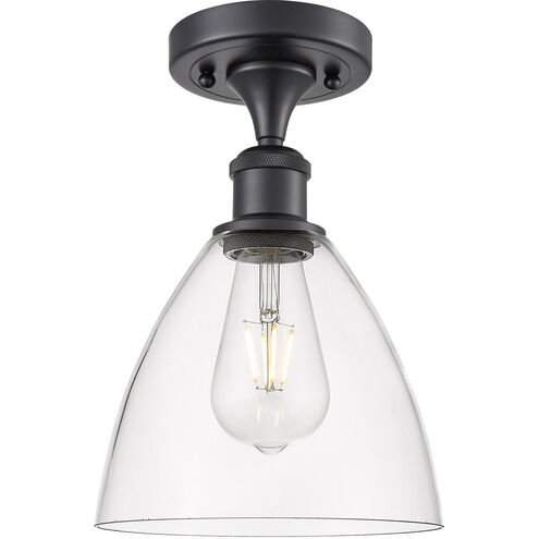 Ballston Dome LED 7.5 inch Matte Black Semi-Flush Mount Ceiling Light in Clear Glass