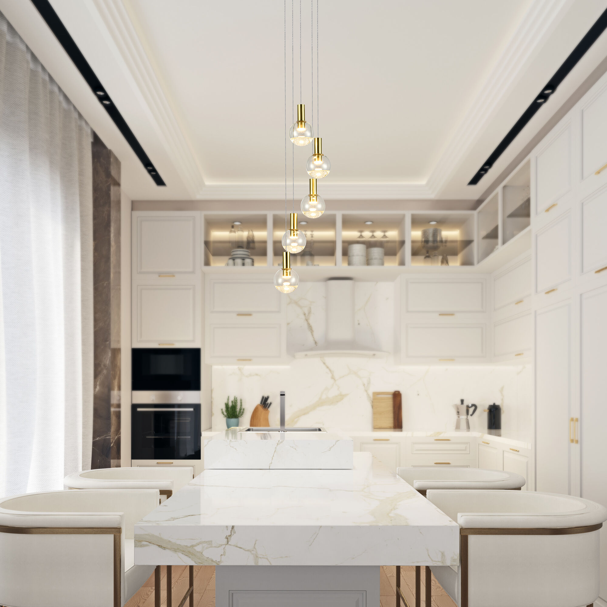 Artisan Collection/SIENNA Series 5 Light 9.5 inch Brass Pendant/Chandelier Ceiling Light