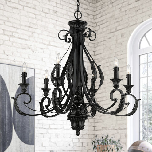 Valencia 6 Light 35 inch Shiny Black Large Chandelier Ceiling Light
