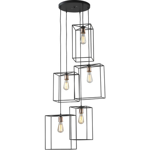 Box 5 Light 21 inch Oil Rubbed Bronze with Copper Chandelier Ceiling Light