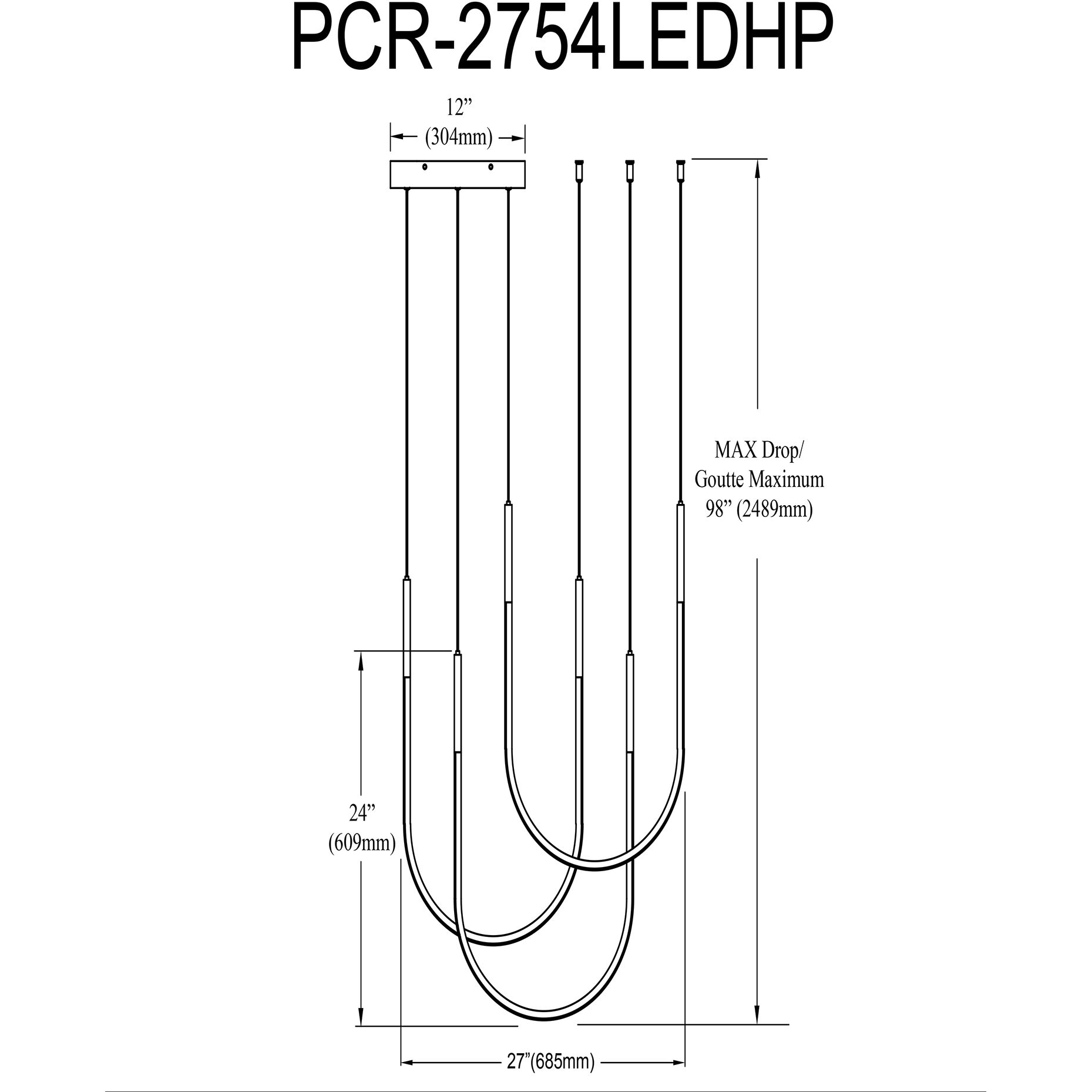 Pacari LED 27 inch Matte Black Horizontal Pendant Ceiling Light