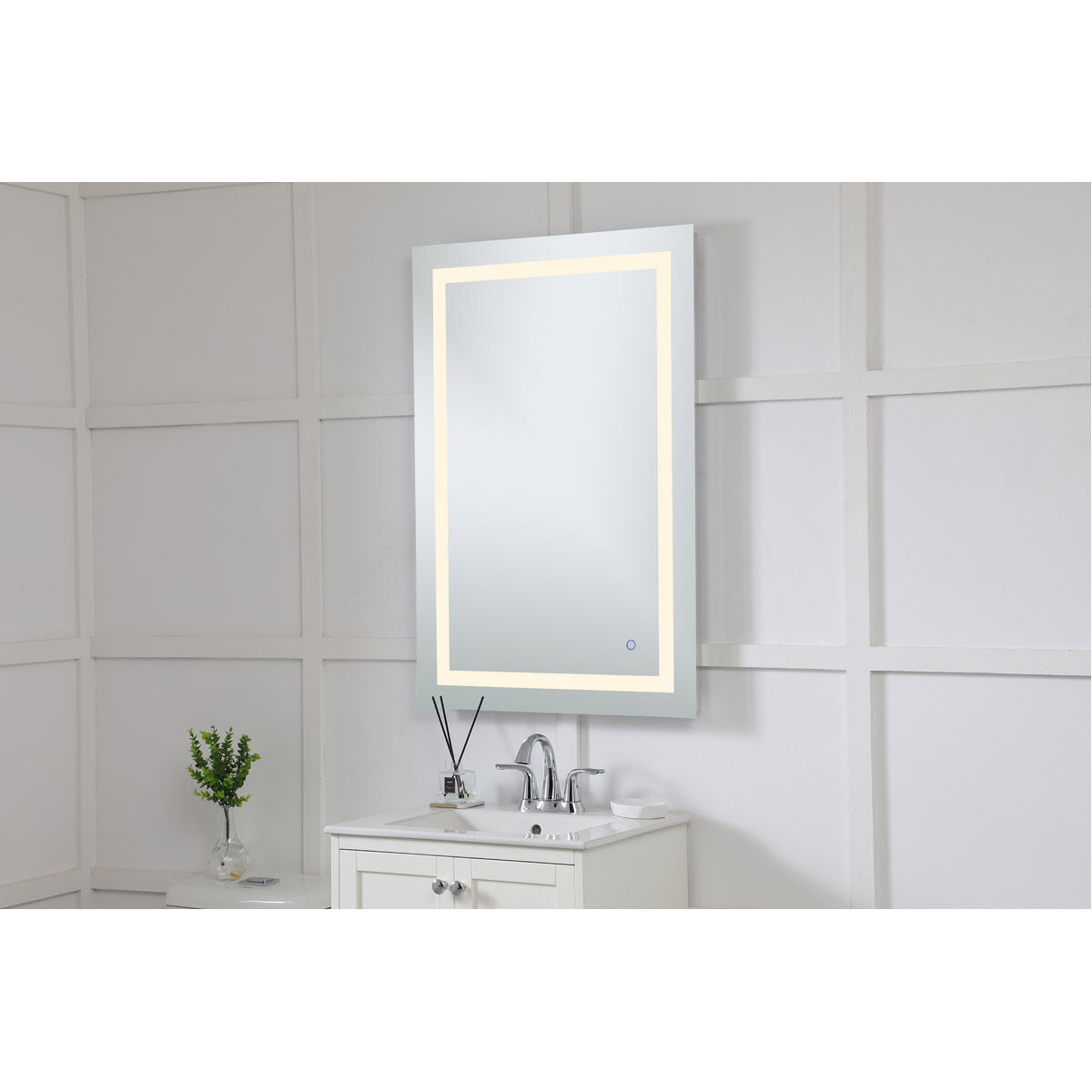 Helios 40 X 27 inch Silver Lighted Wall Mirror