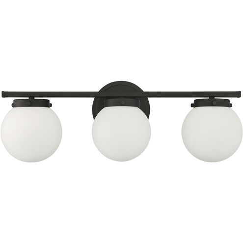Mid-Century Modern 3 Light 24 inch Matte Black Bathroom Vanity Light Wall Light