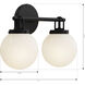 Ortesa 2 Light 15 inch Dark Matte Black Vanity Wall Light