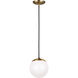 Leo - Hanging Globe 1 Light 8 inch Satin Brass Pendant Ceiling Light