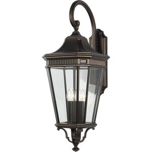 Quade 36 inch Grecian Bronze Outdoor Wall Lantern in Clear Beveled Glass