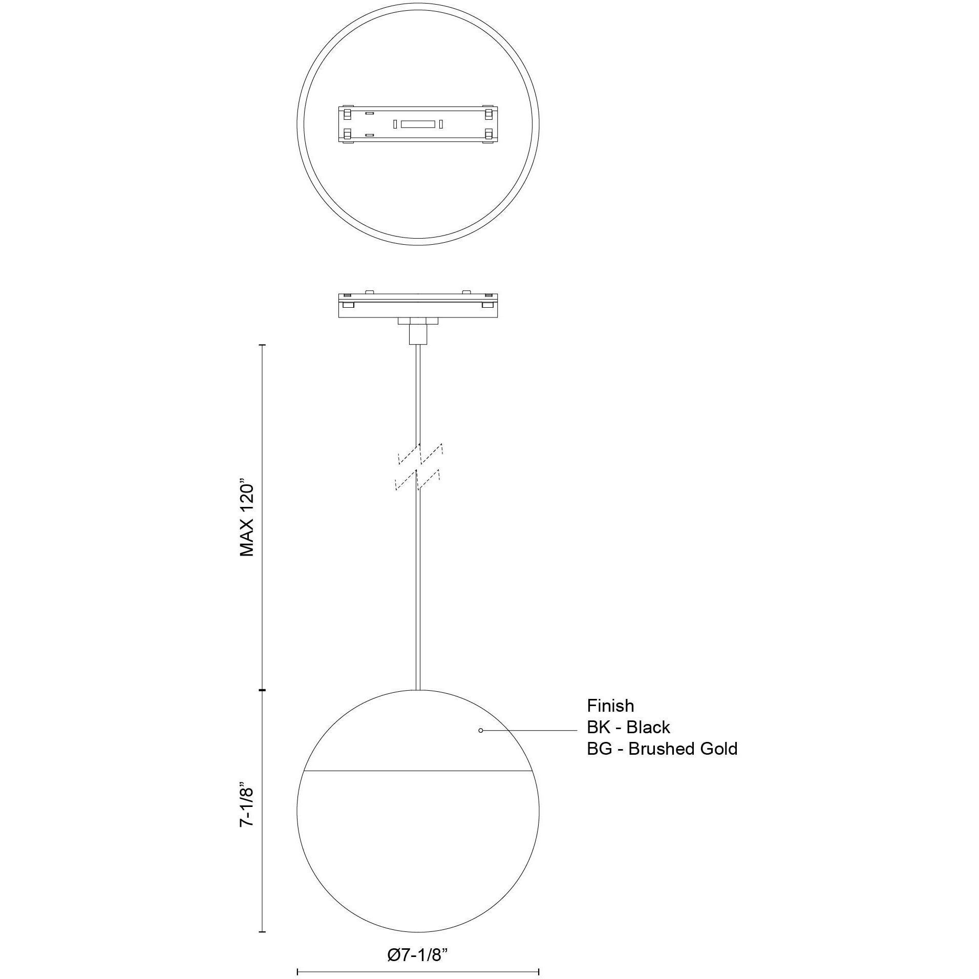 Monae 48V DC Brushed Gold Trilo Track Pendant Ceiling Light