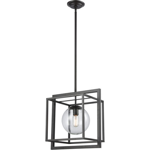 Beam Cage 1 Light 15.5 inch Oil Rubbed Bronze with Clear Pendant Ceiling Light