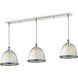 Mason 3 Light 55 inch Chrome Linear Chandelier Ceiling Light in Clear Seedy Glass