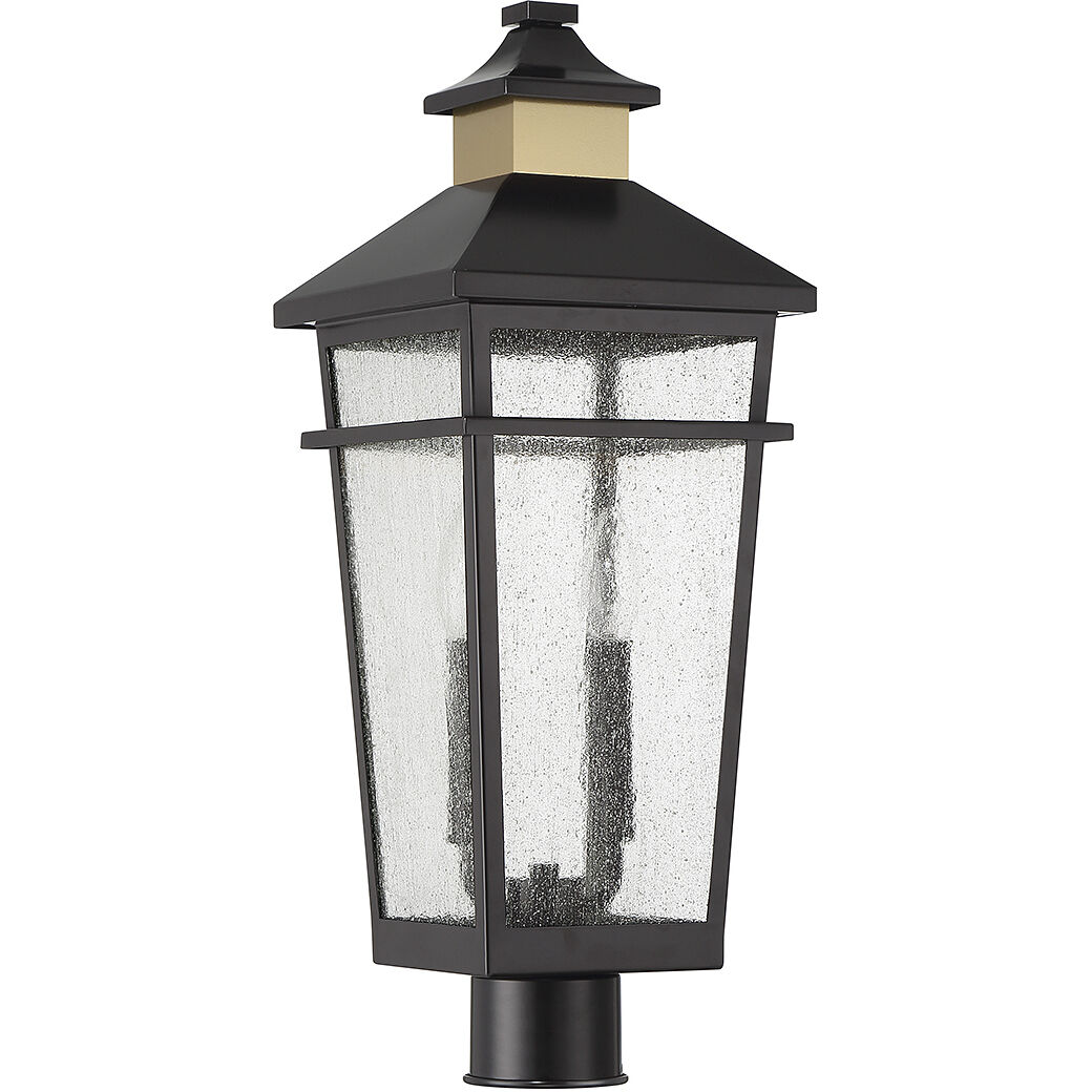 Kingsley 2 Light 22.5 inch Black with Warm Brass Accents Outdoor Post Lantern