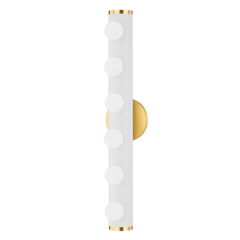Penny 6 Light 5 inch Aged Brass/Textured White Combo Vanity Light Wall Light