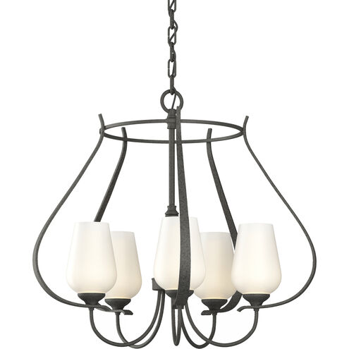 Flora 5 Light 22 inch Natural Iron Chandelier Ceiling Light in Opal