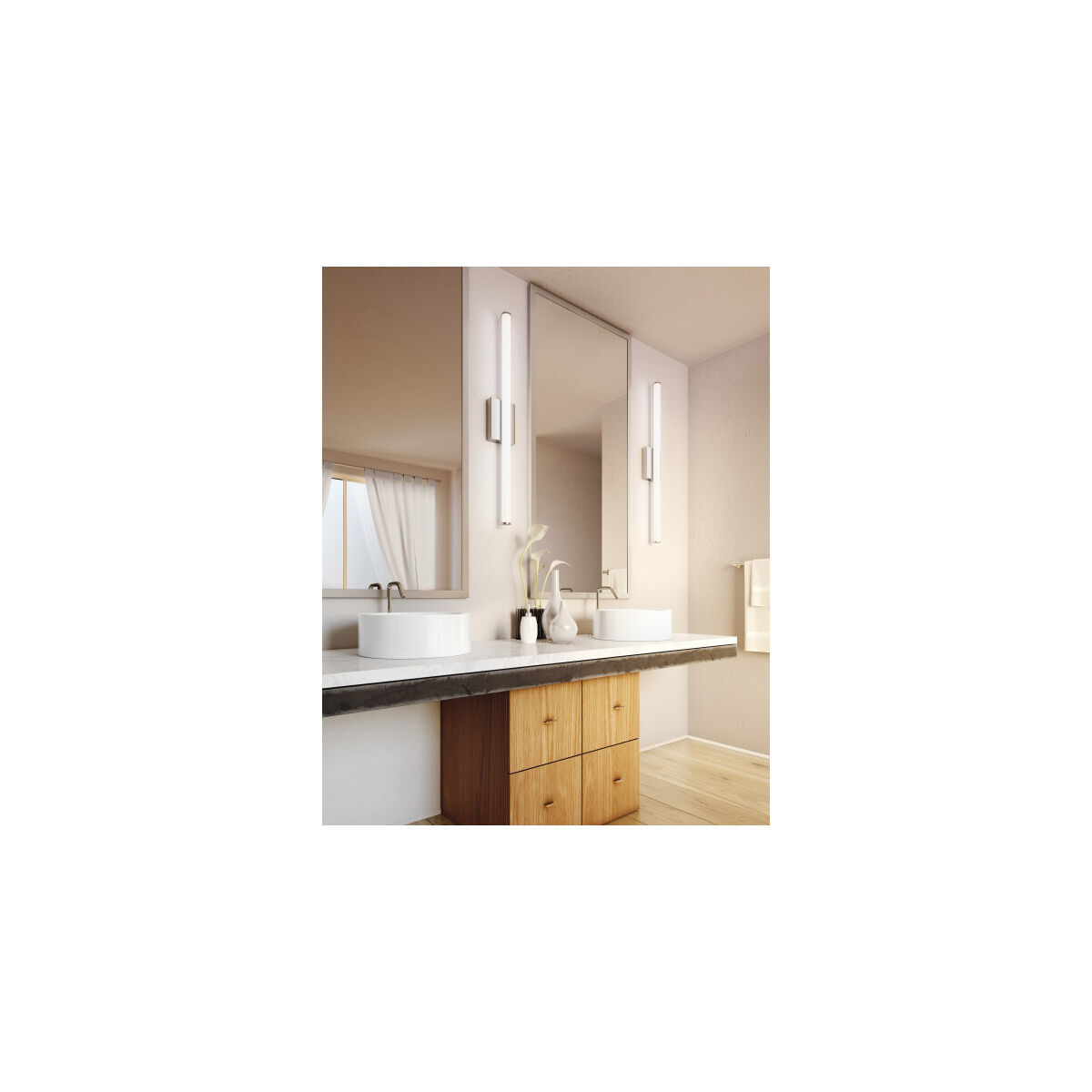 Lufe LED 36 inch Satin Nickel Bath Light Wall Light in LED 90 CRI 3000K, Integrated LED