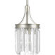 Glimmer 1 Light 6 inch Silver Ridge Mini-Pendant Ceiling Light, Design Series