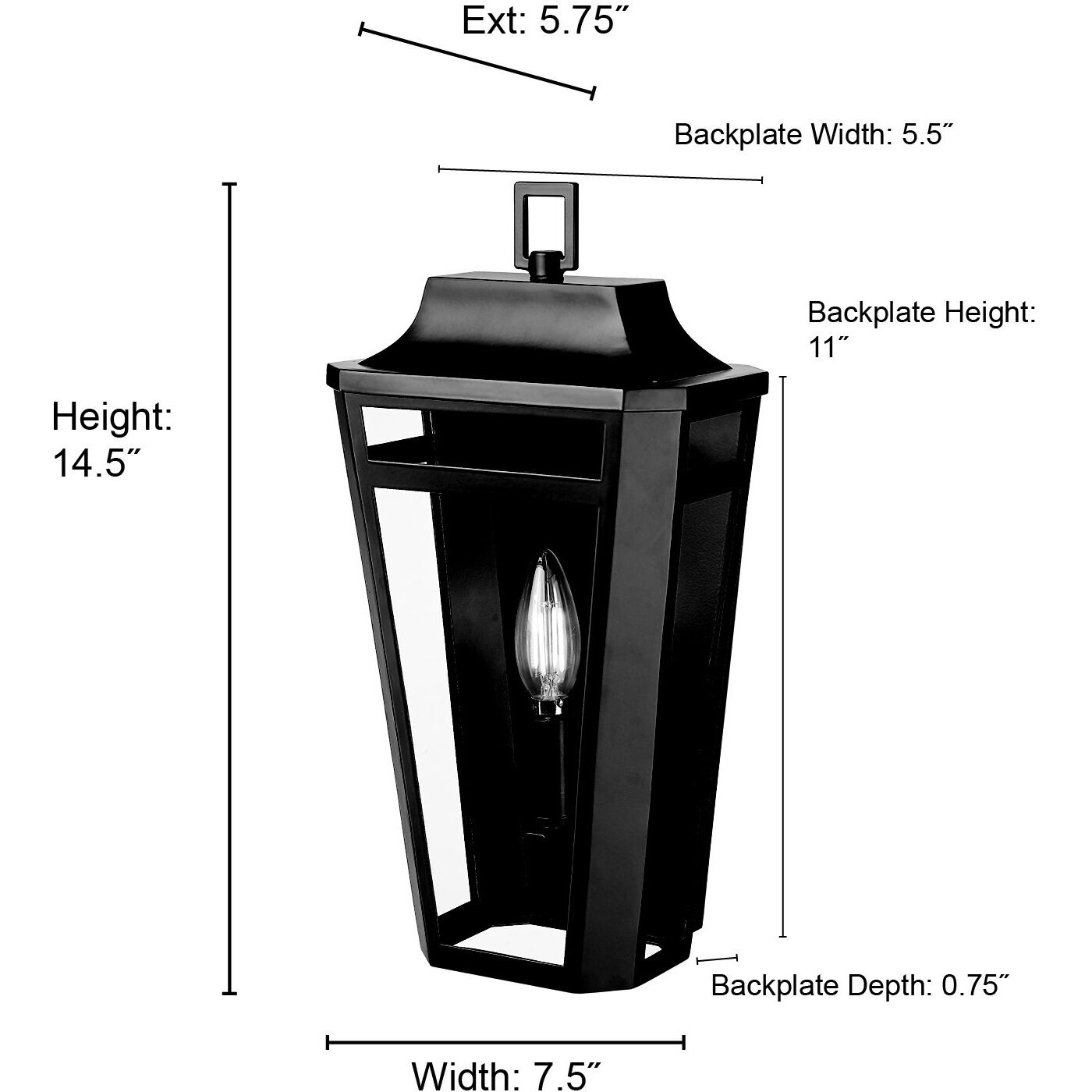 Sumerlin 1 Light 14.5 inch Powder Coated Black Outdoor Wall Sconce
