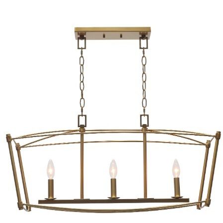 Darcy 3 Light 32 inch Brushed Gold Linear Chandelier Ceiling Light