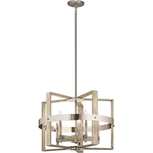 Peyton 5 Light 26 inch White Washed Wood Chandelier 1 Tier Medium Ceiling Light, Medium