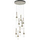 Link 9 Light 20.5 inch Soft Gold Pendant Ceiling Light in Clear with White Threading, Standard Pipe