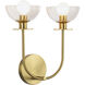 Alora Mood Sylvia 2 Light 12 inch Brushed Gold Wall/Vanity Light Wall Light