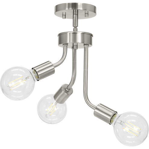 Zag 3 Light 10.25 inch Brushed Nickel Chandelier Ceiling Light