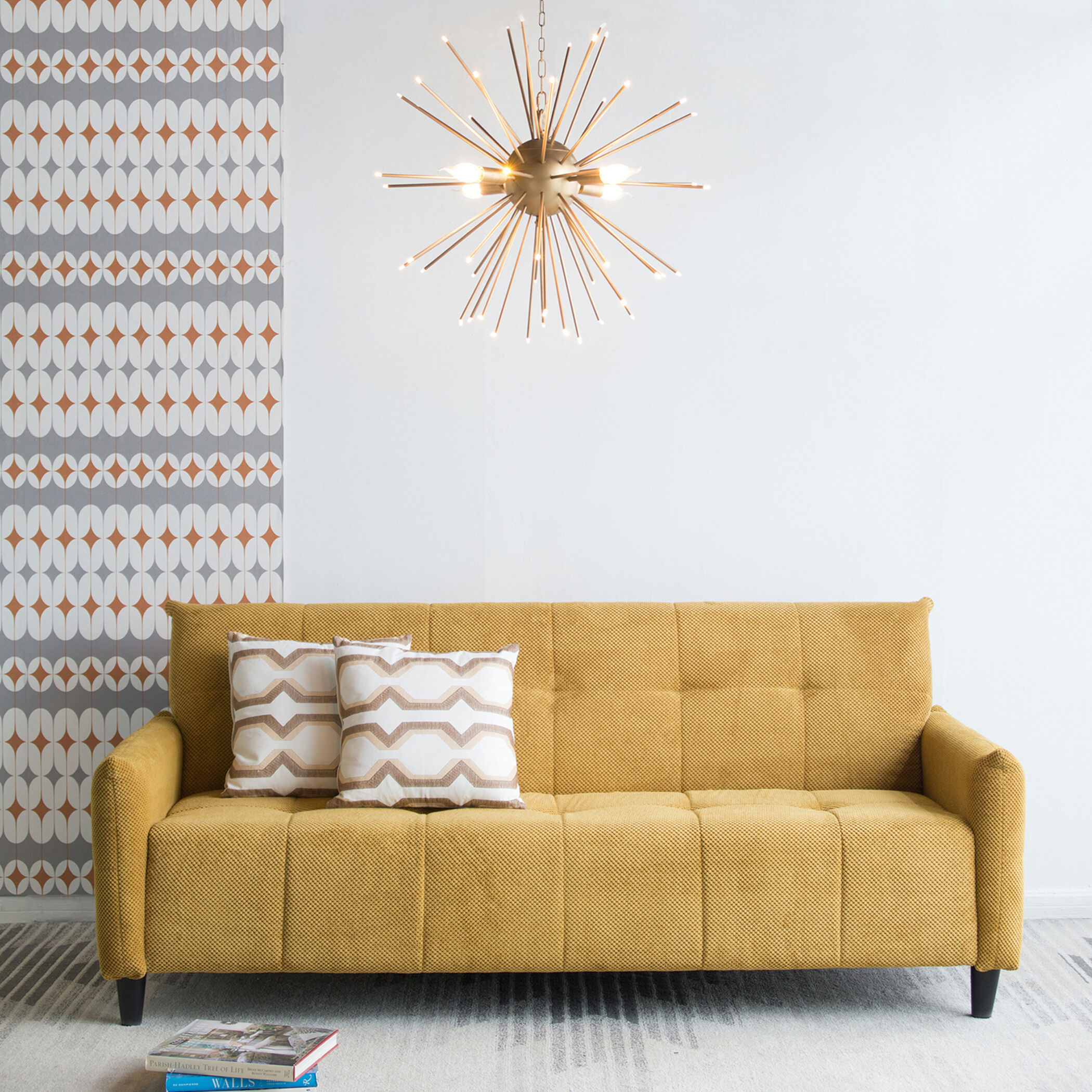 Large Biscuit Tufted Mustard Sofa