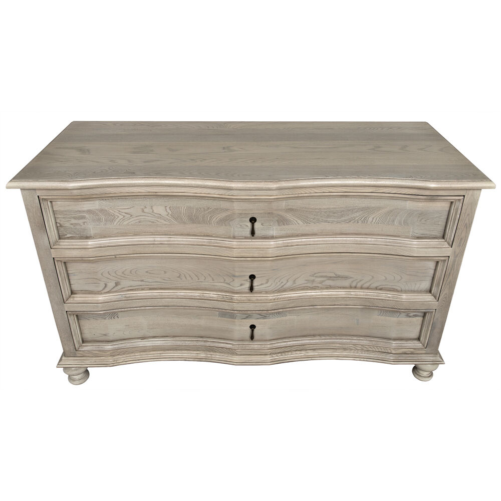 Curved Front Vintage Grey Chest, 3 Drawer