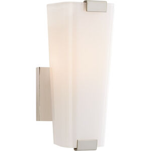 AERIN Alpine 1 Light 4.5 inch Polished Nickel Single Bath Sconce Wall Light in White Glass, Small