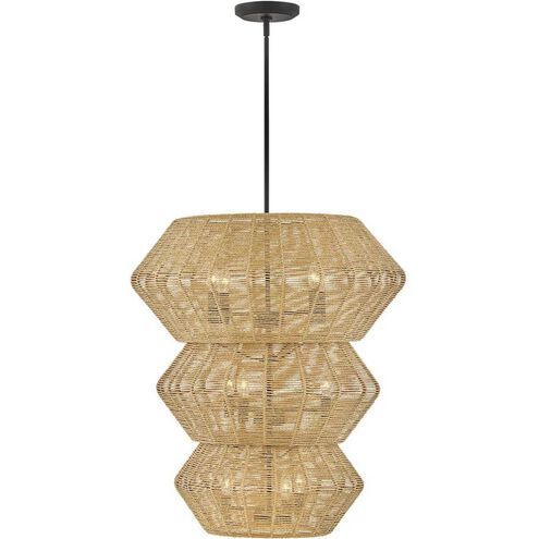 Lisa McDennon Luca 10 Light 27.75 inch Black / Camel Rattan Chandelier Ceiling Light, Multi Tier