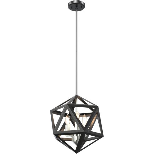 Polygon 3 Light 15.25 inch Satin Nickel and Graphite Pendant Ceiling Light