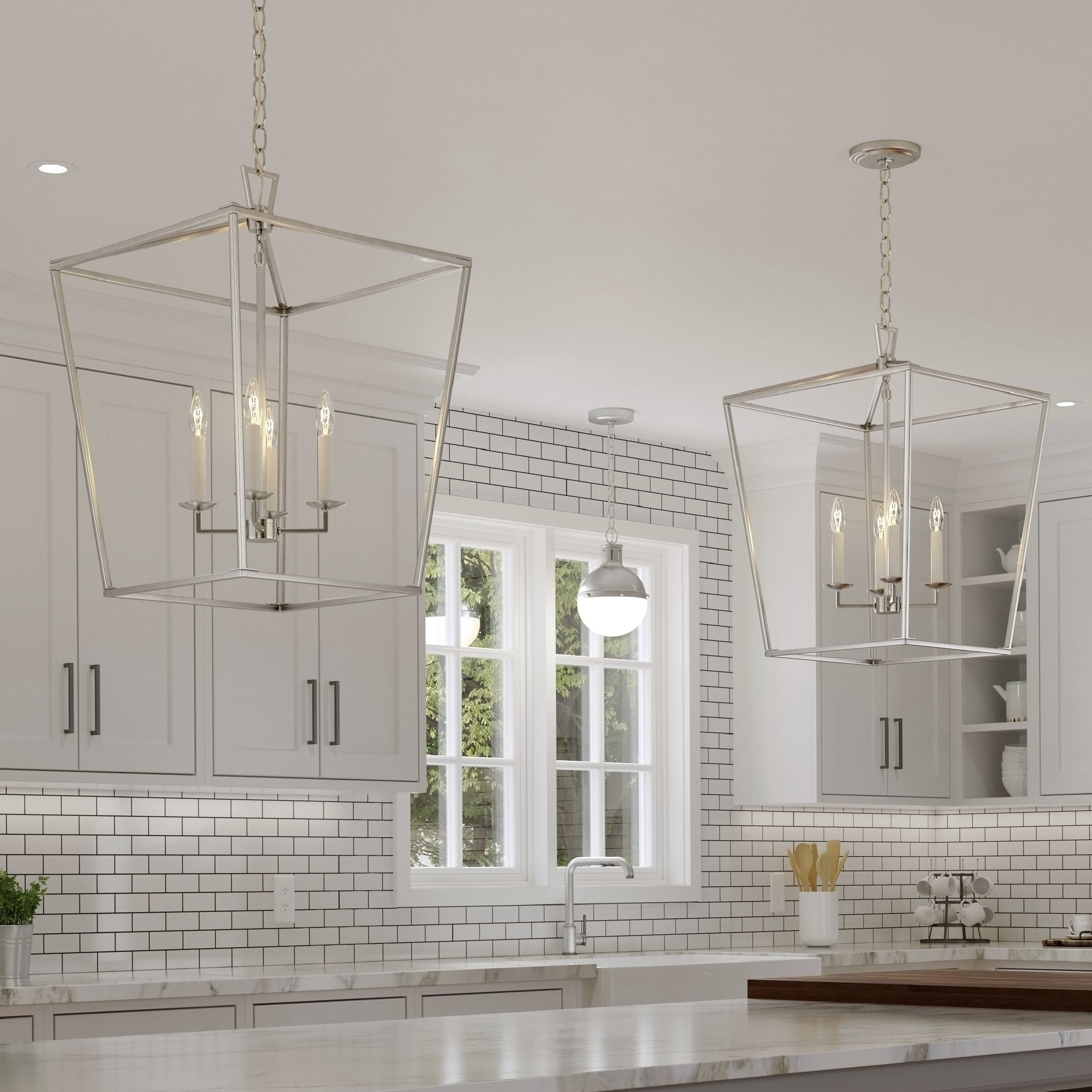 C&M by Chapman & Myers Dianna Pendant Ceiling Light in Brushed Nickel