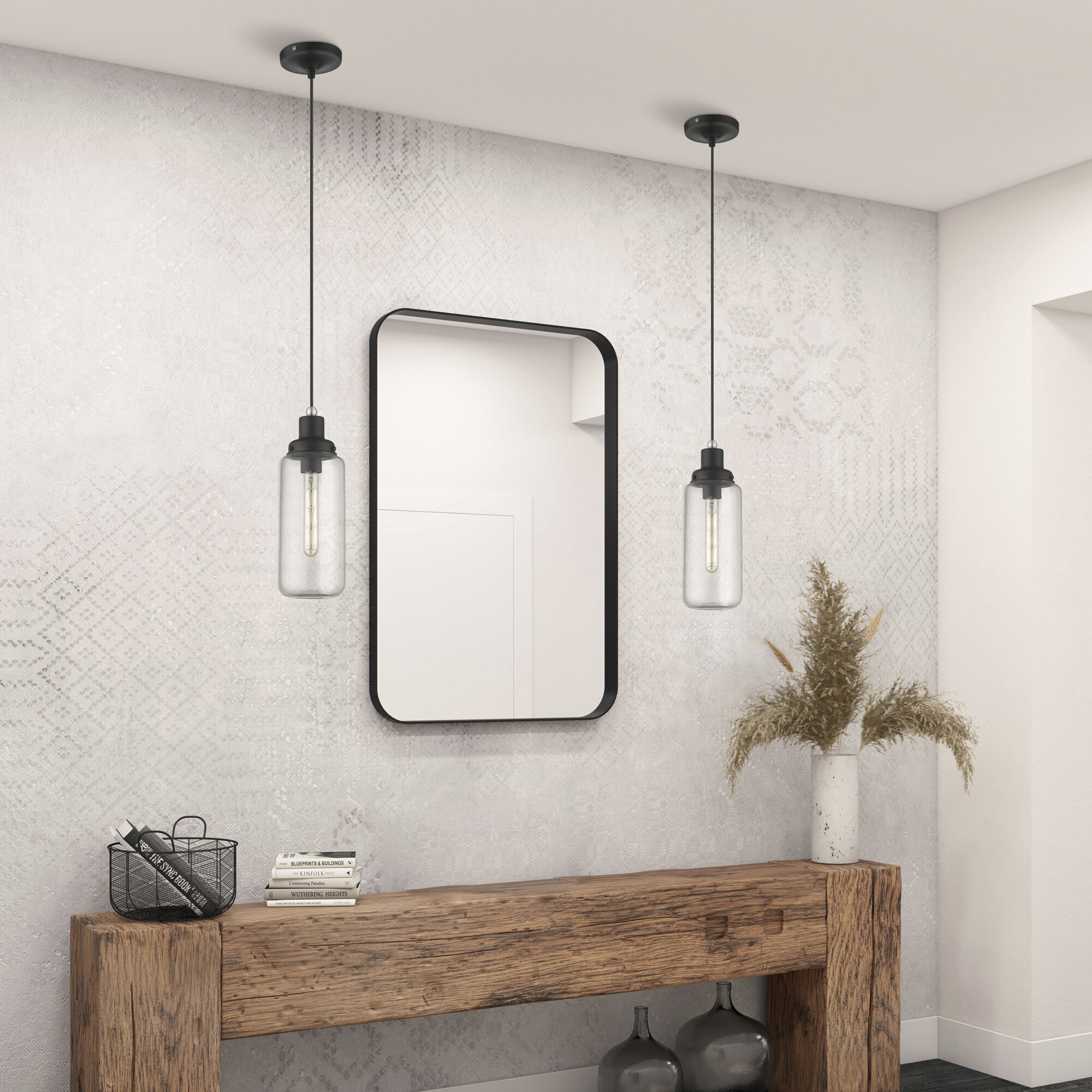 Oakhurst 1 Light 5 inch Black with Brushed Nickel Accent Mini Pendant Ceiling Light