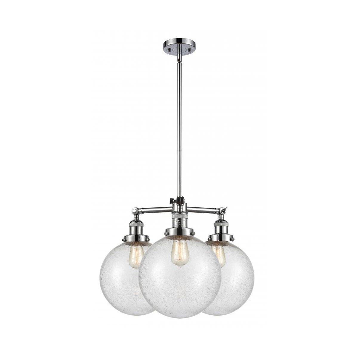 Franklin Restoration X-Large Beacon 3 Light 24 inch Polished Chrome Chandelier Ceiling Light in Seedy Glass, Franklin Restoration